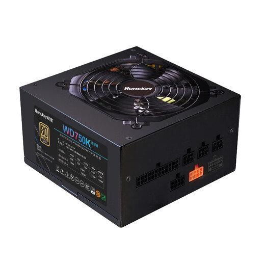 Huntkey WD750K Vollmodul Goldmedaille 750W Computer Netzteil (80plus Goldmedaille/Einzelkanal 60A/Vollspannung/LLC+SR+DC-DC/Intelligent Temperaturregelung)