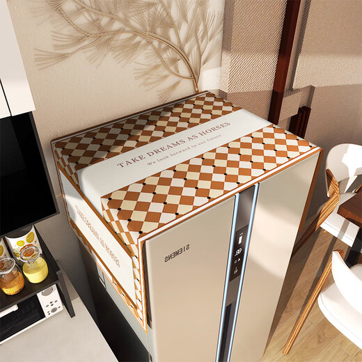 Snow Magnolia high-end simple refrigerator dust cover top cover cloth double-open door oil-proof and anti-slip European style 2023 new refrigerator dust cover LZ087 [pocket style] cotton linen 35x100cm microwave oven/oven universal