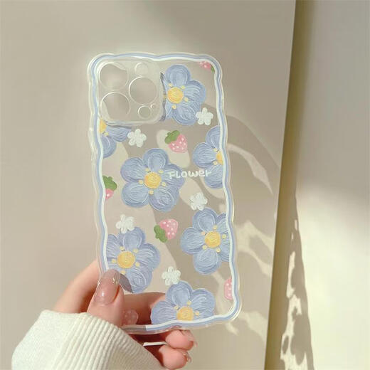 Zitai Applicable to Apple 15 mobile phone case iPhone 15 protective case painted and creative anti-fall shell [flower series - blueberry flower]