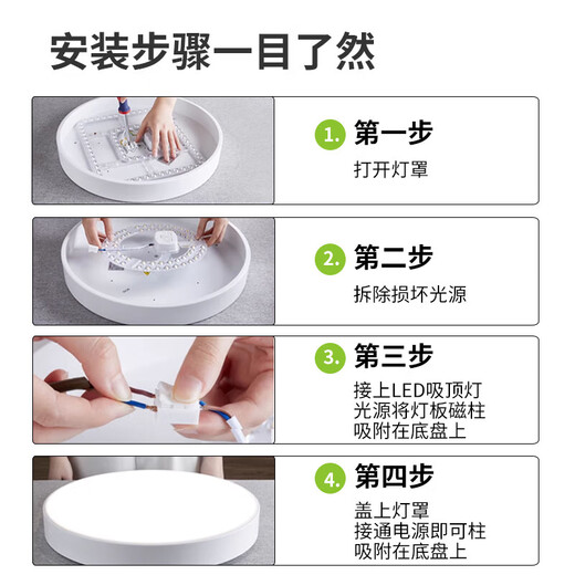 Sanxiong Aurora LED ceiling lamp modification lamp panel energy-saving bulb replacement light strip patch lighting lighting fixture light source module Jialiang 18W 6500K round double row RA97