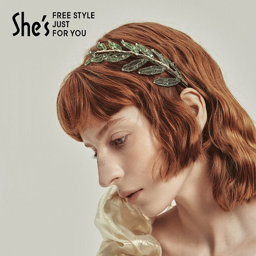 She s Qianzi Rousseau holiday original hair hoop light luxury high-end pressed hair headband hairpin hair accessories birthday gift for girlfriend green D0