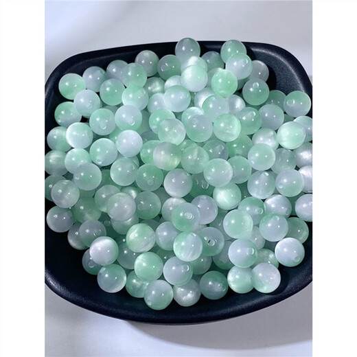 Qimei Love Cat's Eye Round Beads Loose Beads DIY Handmade Glazed Bracelet Necklace Hairpin Material Children's Chain Accessories Randomly Mixed Colors 100 Pieces 8MM