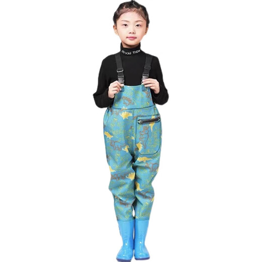 Chuangjingyi chooses to catch the sea rain children children play underwater water pants kindergarten children half body waterproof one-piece clothes for men and women to catch the sea rain children sky blue overalls zipper pocket 40 24 shoe inner length 15 cm