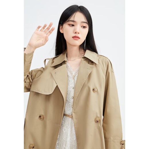 Qiushui Yiren Design Wind Clothing Spring New Middle Long Senior Small Smooth Small Trench Covels Women's Brown M