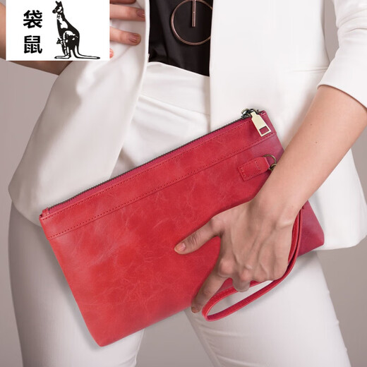 Kangaroo (Kangaroo) Nuevo moda para mujeres Europea europea retro Mano retro sosteniendo el lienzo impermeable Bolsa de inodoro Almacenamiento Cambio de la llave Bolsa Negro 11 pulgadas 255*158*27 mm