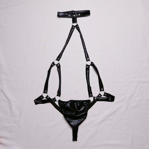 Private Shang Iron Hoop Patent Leather European and American Men's Erotic Underwear Men's One-piece European and American Thong One Size