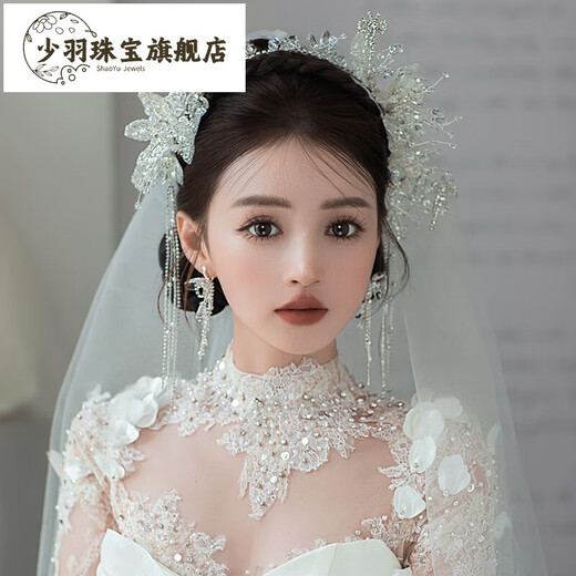 少羽2025新款手工韩版水晶新娘皇冠头饰结婚主婚纱王冠公主白纱高级感 超仙发箍