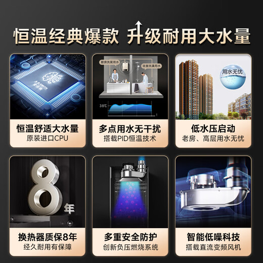 A.O.SMITH 13-liter stainless steel gas water heater, national subsidy, stainless steel heat exchanger package for 8 years, negative pressure combustion is safer, precise control of constant temperature, natural gas JSQ26-TM5