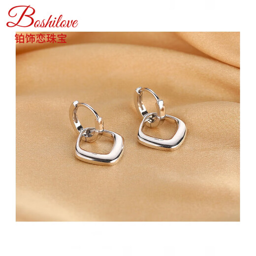 DL 1998 Fat Donglai same style platinum pt950 earrings for women 2024 new platinum temperament internet celebrity earrings fashion ears platinum geometric square earrings