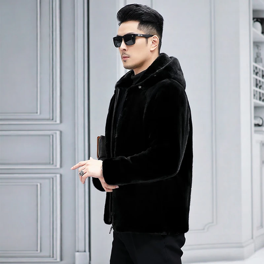
Muqiantang mink coat men's coat short hair large size real mink coat men's fur hooded zipper Danish mink hooded 5XL Recommended weight 175Jin[Jin equals 0.5 kg]-185Jin[Jin equals 0.5 kg]