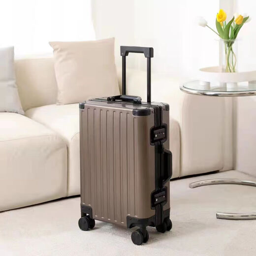OULUNCHI high-end brand luggage for men and women, all-aluminum magnesium alloy trolley case, aluminum frame, metal suitcase, password box, black 28 inches