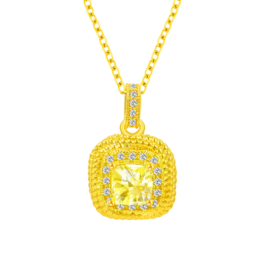 Mingzuan International 18K gold small sugar cube pendant female au750 pendant fashion trend inlaid neck ornaments as a birthday gift for girlfriend