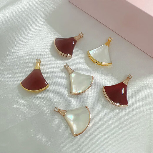 Juke 18K gold mini skirt pendant color gold rose gold gold pendant fan clavicle chain necklace women au750 rose gold white mother-of-pearl pendant + 18K gold chain