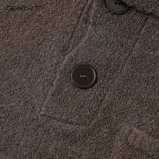 GANT/Gantt 24 Spring Men's Lapel Breasted Wool Blended Solid Color Pullover Knit Sweater Base Shirt 248-Camel L