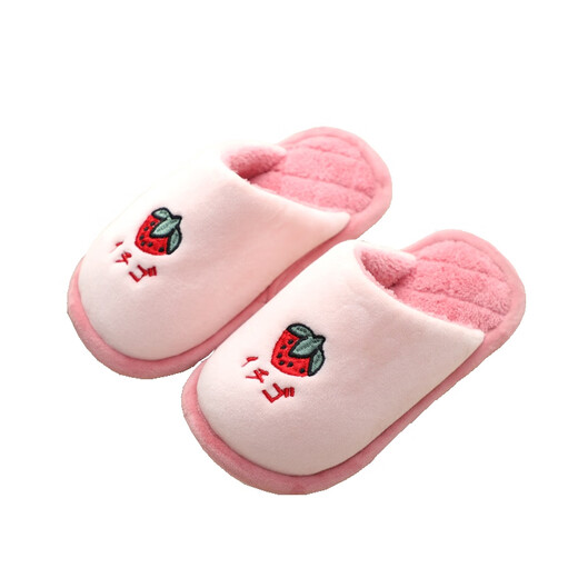 Children's cotton slippers, warm baby indoor slippers in autumn and winter, cute home plush slippers for boys and girls, 1 pair, random color, size 28-29