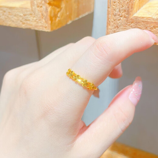 Yujingji Fat Donglai same style Focus on quality Four-leaf clover ring new gold women's model 999 gold opening adjustable 5 four-leaf clover ring