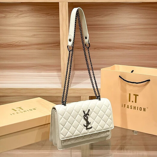 Bian Niao Light Luxury Brand Genuine Leather Bag Women's Bag Diamond Chain Underarm Bag Small Xiangfeng Fashion Versatile Shoulder Crossbody Women's Black Exquisite Gift Box + Gift Bag