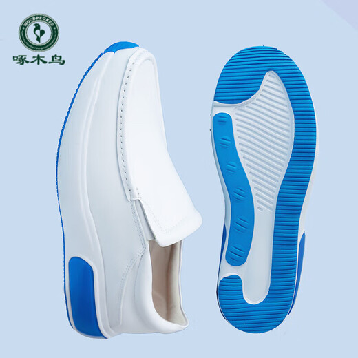 Zapatos de enfermería de carpintero zapatos para hombres zapatos de doctor blanco tacón plano tendón tendón suela de trabajo suave zapatos de trabajo primavera y primavera zapatos individuales transpirables para hombres zapatos de cuero 683 [otoño e invierno más terciopelo] 44