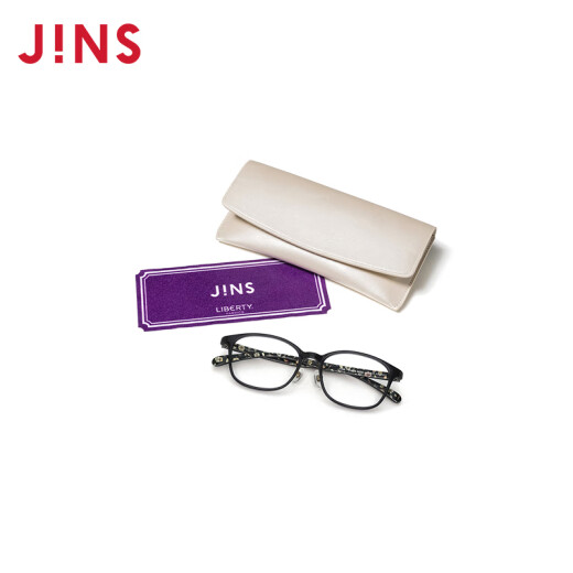 Jins Myopia Gafas con lentes, magnífico patrón floral, las gafas de damas se pueden equipar con lentes de luz anti-blue, LRF23A055 694 Negro 1.60 (más delgado)