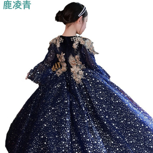 鹿凌青女童主持人礼服2023新款走秀花童生日蓬蓬纱儿童公主裙钢琴演奏服 红色 120 cm
