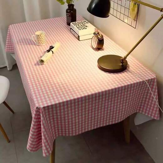 Selected PVC plastic tablecloth, anti-scalding, anti-oil, no-wash tablecloth, girly heart ins rectangular dining table, PVC white plaid 140*220CM