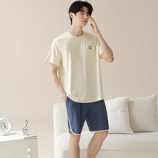 
Catman (MiiOW) men's pajamas men's short-sleeved shorts suit Modal summer thin style can be worn on the outside, fashionable ice silk cool home clothes M15601 XL Recommended weight 120-140 Jin [Jin equals 0.5 kg]