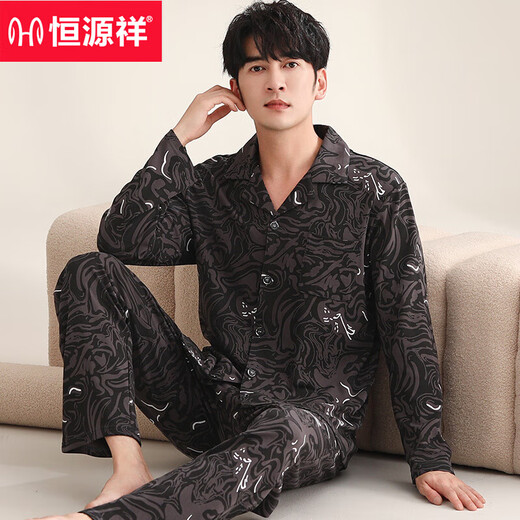 Hengyuanxiang pijamas para hombres mangas largas de algodón de primavera y otoño 2025 nuevo casual más grasa talla grande para ropa al aire libre