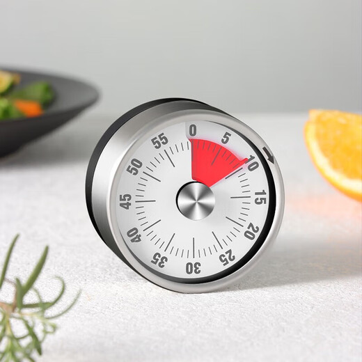 拜杰厨房计时器机械提醒学生学习定时旋转闹钟秒表磁铁磁吸式 白色表盘【经典款】磁吸设计