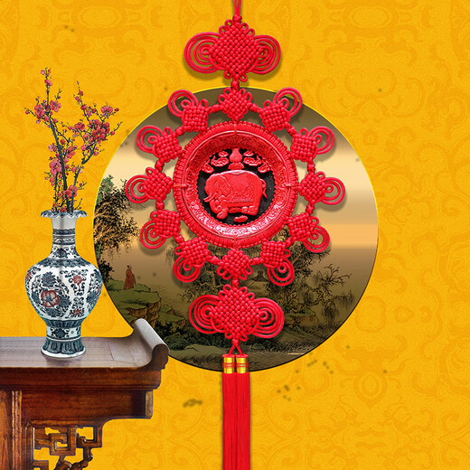 Clcey Cinnabar Lacquer sculpture chinois nœud grand dragon et phénix cinq bénédictions de salon entrée chambre à coucher