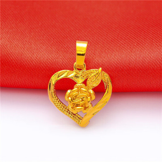 Alluvial gold pendant female clavicle chain peach heart rose heart-shaped necklace versatile and noble gift for wife rose heart-shaped necklace set