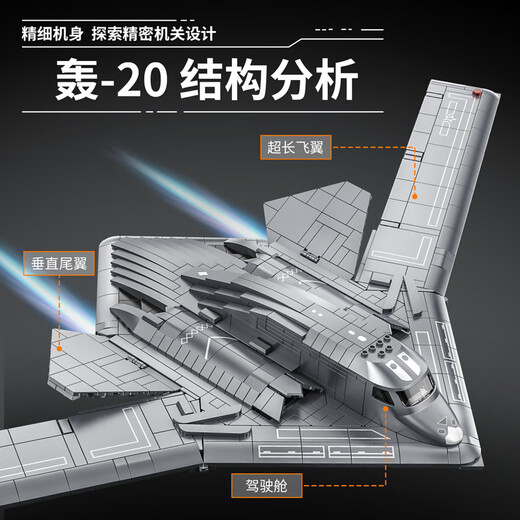 Aeronave de combate compatible con LEGO pequeños bloques de construcción de partículas ensamblados para niños Boys grandes modelo militar regalo H-20 luchador [1381 partículas] no incluye soportes entre paréntesis