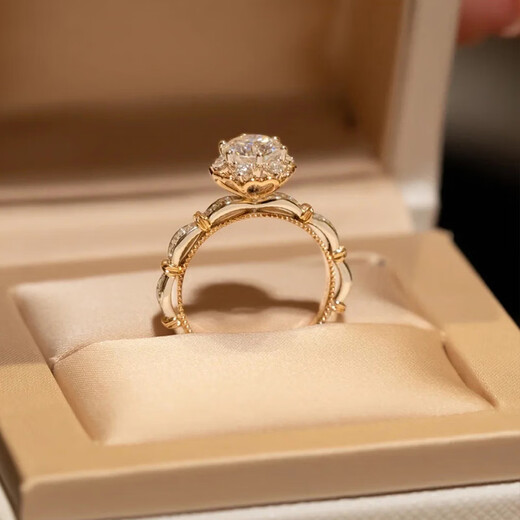 FEILACK moissanite diamond ring for women, niche design, high-end proposal, wedding diamond ring, love gift for girlfriend, birthday gift, rose gold, size 12, 50 points, finger circumference 52mm