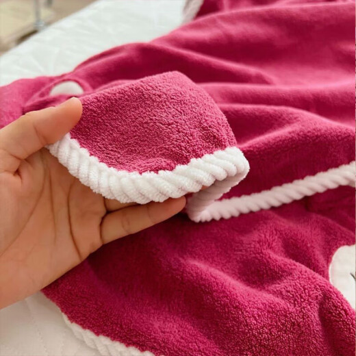 DisneyBaby children's bath towel set baby coral velvet wrap bath towel two-piece set 70*140cm Strawberry Bear-Red