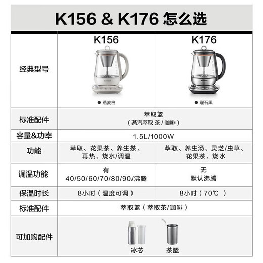 北鼎（Buydeem）【无胶水】养生壶煮茶器萃取壶全自动恒温烧水壶家用电热水壶煮茶壶办公大容量K156【国家补贴】