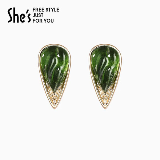 She s Akiko jewelry Rousseau holiday original three-dimensional leaf earrings earrings high-end new earrings birthday gift for women dark green D0