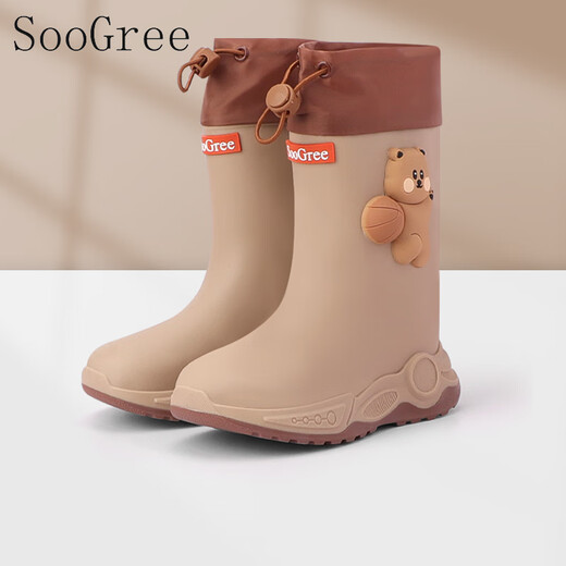 SooGree儿童雨鞋男女童防水防滑耐磨水鞋可爱卡通踩水防溅水户外上学专用