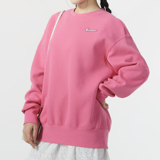 Nike (Nike) Sweatshirtjacke Frauen 2025 Sommer Neue Sportswear Strickted verdickte modische, warme runde Nackenpullover FZ6537-684 Barbie Powder M.