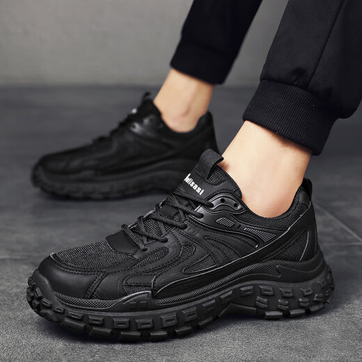 
Changxiang Huili summer mesh breathable men's shoes pure black shoes men's labor protection work anti-slip sports shoes casual work wear dad shoes black 42