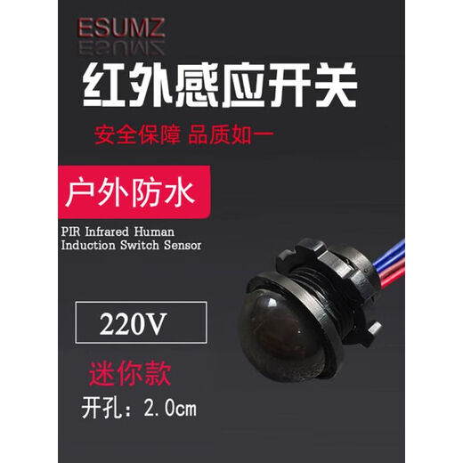 Mini embedded 220v outdoor waterproof human body infrared sensor switch led rainproof smart sensor probe black night sensor
