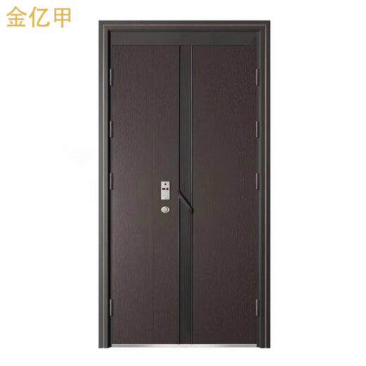 Jinyijia Doors (D01 Elisa) Simulated Wood Grain Board Entry Door Carved Magnesium Alloy Embedded Fingerprint Lock Security Door D01 Elisa Single Door