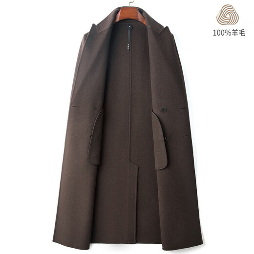 DK High-End-Männer 100% Wollmantel Herren mitten in Winter Trend vielseitiger doppelseitiger Wollschatzmantel Herren braun m