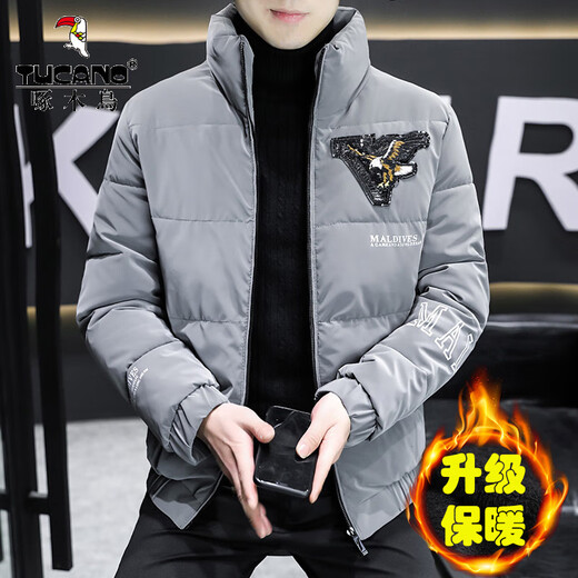 
Woodpecker (TUCANO) cotton coat men's coat men's autumn and winter new thick cotton coat men's shiny leather feather casual down jacket men's winter cotton jacket men's clothing 1808 black XL 125-140Jin [Jin equals 0.5 kg]