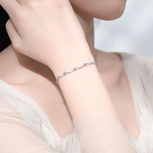 LAOLATU star platinum bracelet for women PT950 platinum jewelry with engraved light luxury Chinese Valentine's Day gift for girlfriend and wife Platinum star bracelet limited stock