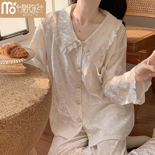 
Modal gold velvet pajamas for women for women for Autumn 2025 new long-sleeved trousers sweet princess style lace spring and autumn winter SMSD-9922 M (recommended 80-100Jin [Jin equals 0.5 kg])