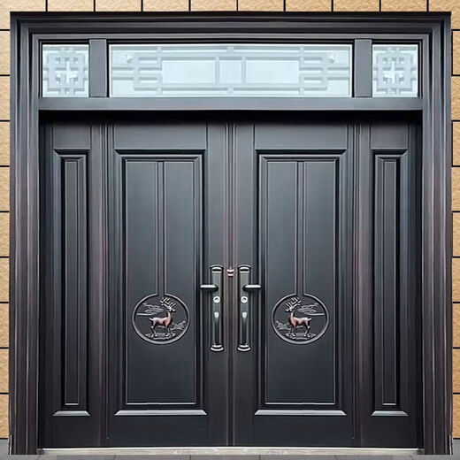 农村大门双开门别墅大门锌合金自建房进户门甲级防盗门入户仿铜门 款式一