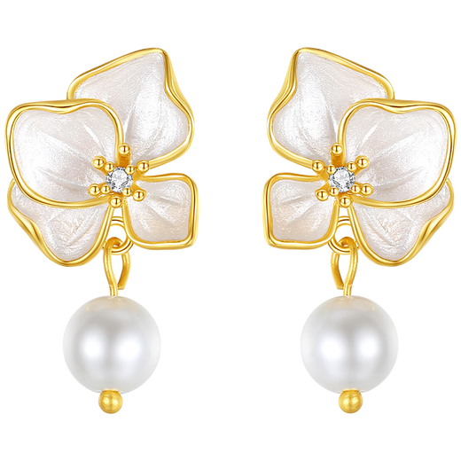 Gin Chie sterling silver pearl earrings for women, butterfly orchid earrings, 2025 new earrings, birthday gifts for girlfriends, butterfly orchid earrings/imitation pearls + seven warehouse delivery/same day delivery, Valentine's Day girl gift/exquisite gift box for wife/with jewelry certificate