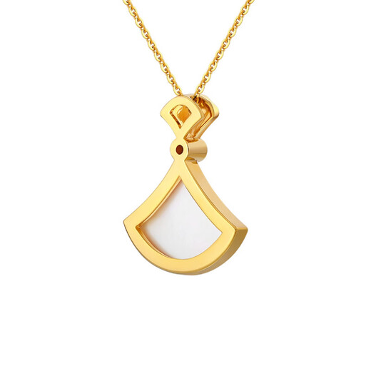Chiba Jewelry 18K Gold Diamond White Shell Pendant Small Skirt Live Broadcast Fashionable Sweet Neck Jewelry Gift for Girlfriend 18K Gold Diamond White Shell Pendant/Free Random Silver Chain