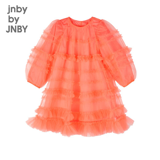 
jnby by JNBY [multi-layered wood ears] Jiangnan cloth children's clothing spring dress mesh splicing princess style 1N1G13460 679 phosphor 140 cm