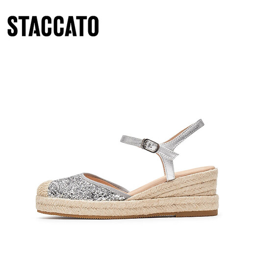 
STACCATO 2025 spring new barley shoes bag-toe sandals fisherman shoes thick-soled height-enhancing women's sandals EUQ08AH5 shining ginkgo 34