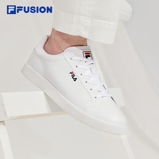 FILA FUSION斐乐男鞋低帮板鞋网球文化鞋百搭轻便小白鞋休闲滑板鞋 集团白-WT 42